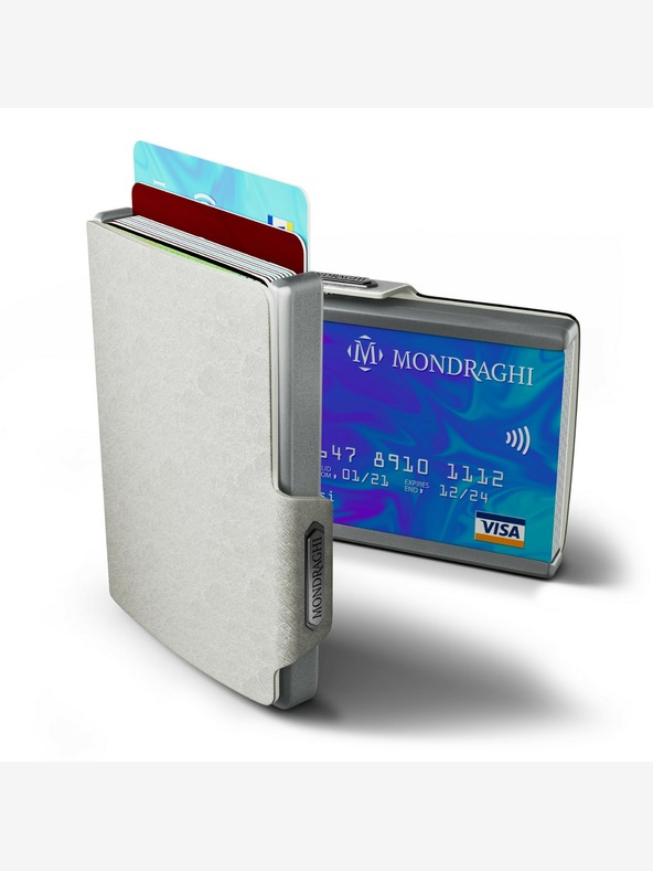 Mondraghi Сребърен кожен портфейл Mondraghi Saffiano