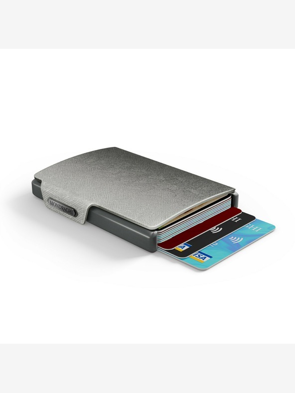 Mondraghi Сребърен кожен портфейл Mondraghi Saffiano