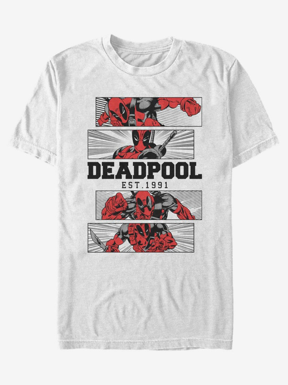 ZOOT.Fan Бяла унисекс тениска ZOOT.Fan Marvel DEADPOOL 4 PANEL 2 TONE