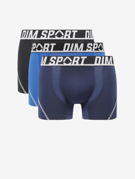 DIM Комплект от три мъжки боксерки в черно и синьо DIM SPORT MICROFIBRE BOXER 3x