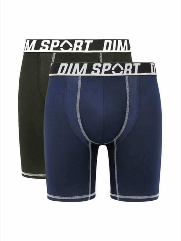 DIM Комплект от два мъжки спортни боксера в черно и тъмно синьо DIM SPORT LONG BOXER 2x