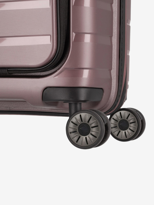 Travelite Розов пътнически куфар Travelite Air Base 4w S Преден джоб