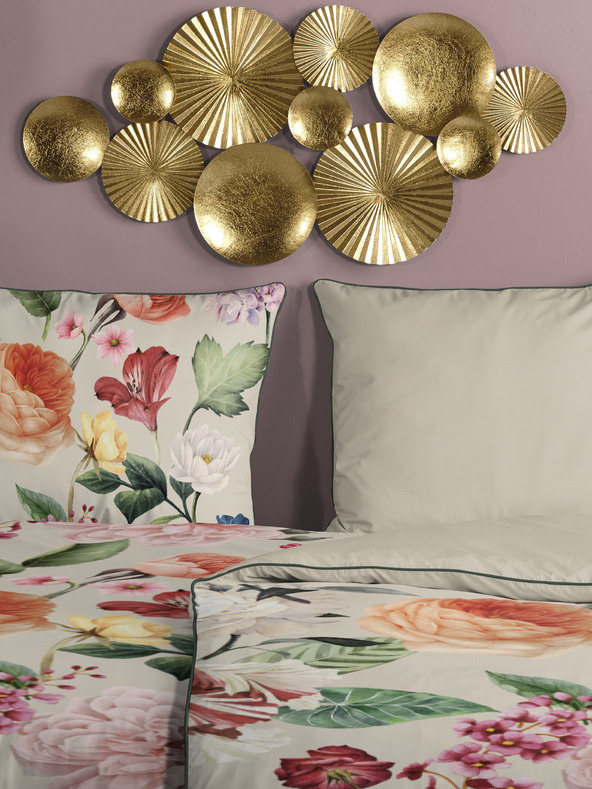 Descanso Бежово шарено двустранно спално бельо Descanso Fiori 140 x 200 cm