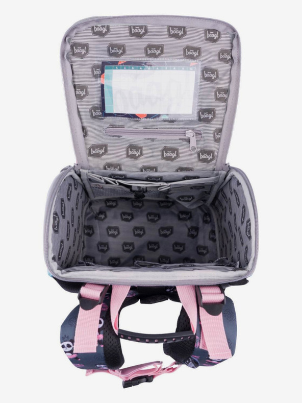 BAAGL  Сива ученическа чанта с цип и панда Baagl