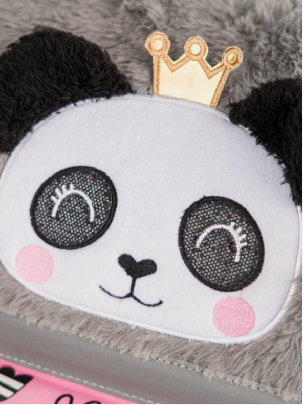 BAAGL  Сива ученическа чанта с цип и панда Baagl