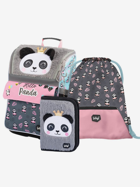 BAAGL  Сив комплект от 3 панди с цип: куфарче, моливник, чанта Baagl