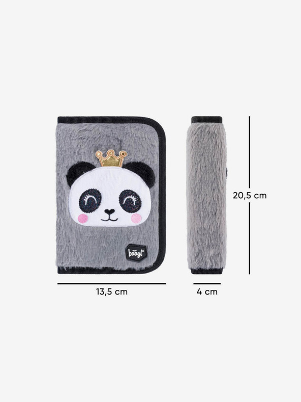 BAAGL  Сив комплект от 3 панди с цип: куфарче, моливник, чанта Baagl