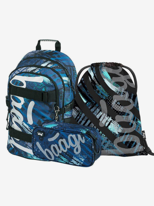 BAAGL  Син 3 комплекта скейт структура: раница, моливник, чанта Baagl