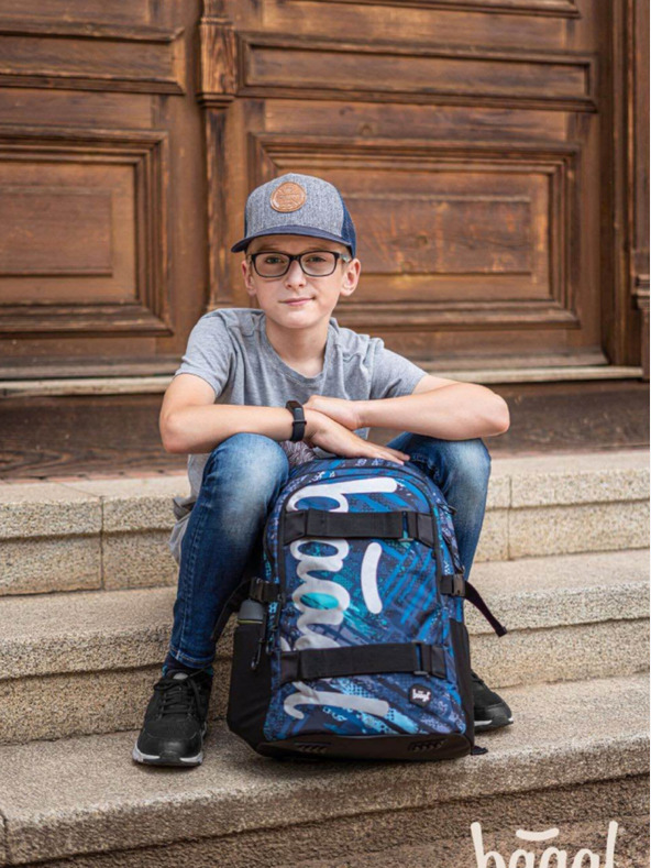 BAAGL  Син 3 комплекта скейт структура: раница, моливник, чанта Baagl