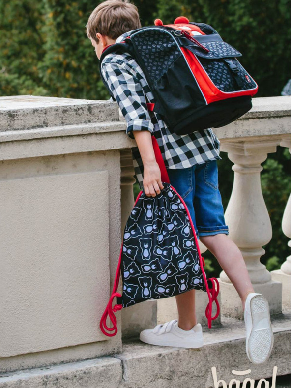 BAAGL  Черна ученическа чанта teribear black Baagl