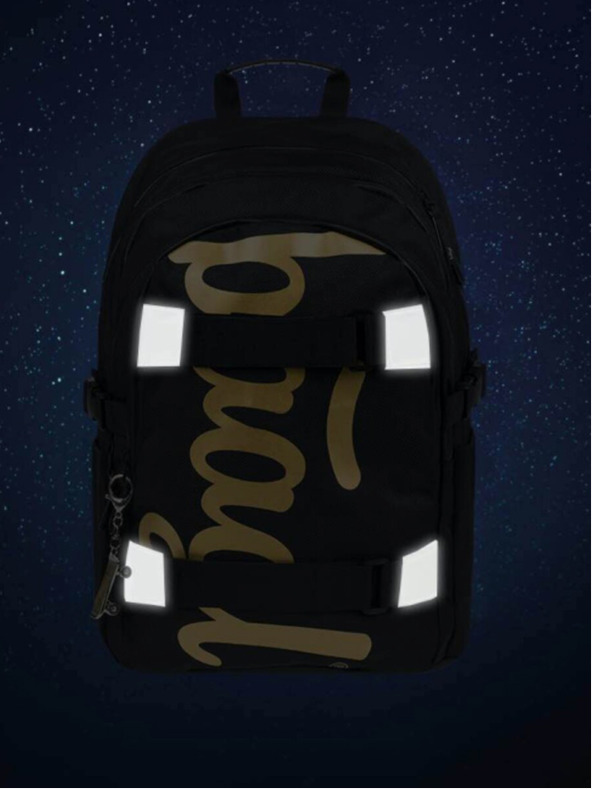 BAAGL  Черен училищен комплект - раница, моливник и чанта Baagl Skate Gold