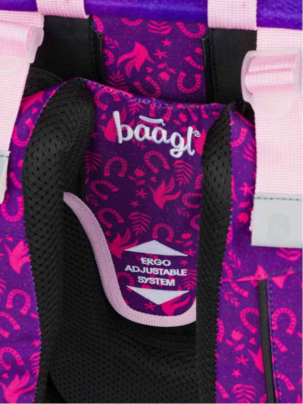 BAAGL  Лилав училищен комплект Ergo - раница, моливник, чанта Baagl Horse