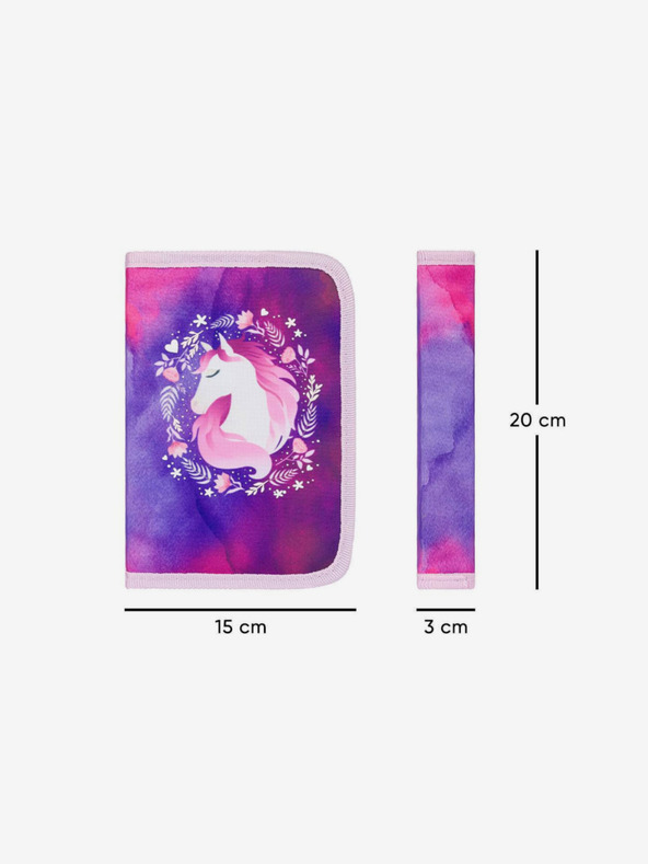 BAAGL  Лилав училищен комплект Ergo - раница, моливник, чанта Baagl Horse