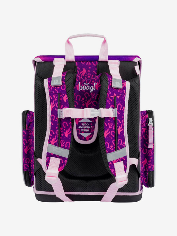 BAAGL  Лилав училищен комплект Ergo - раница, моливник, чанта Baagl Horse