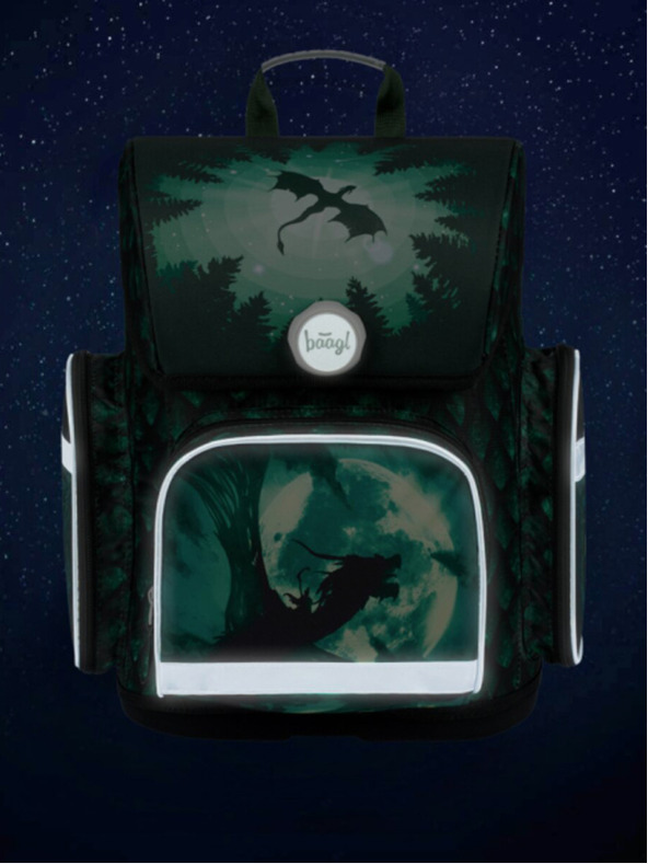 BAAGL  Зелена училищна чанта Ergo Baagl Dragon