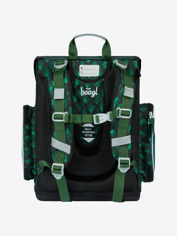 BAAGL  Зелена училищна чанта Ergo Baagl Dragon