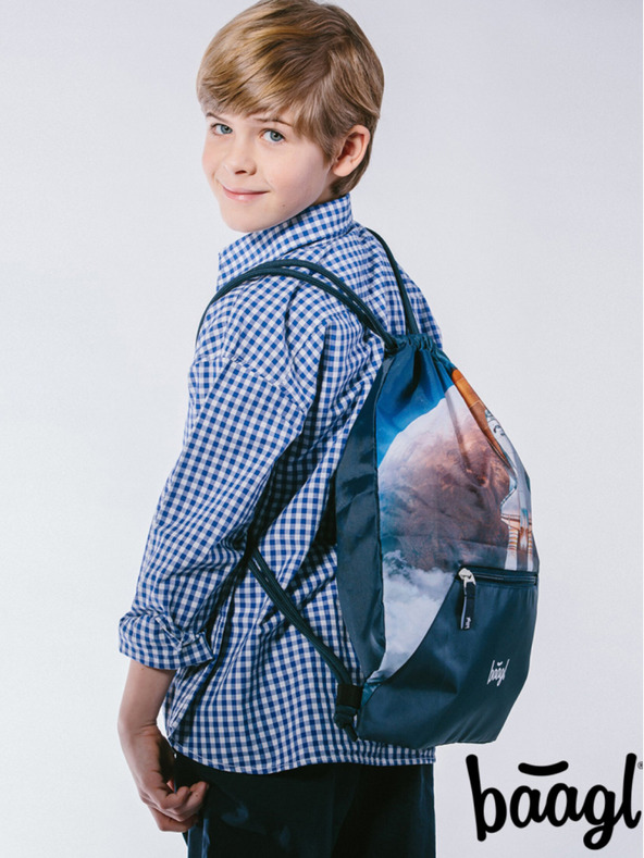 BAAGL  Син училищен комплект - куфарче, моливник, чанта Baagl Shelly Space Shuttle