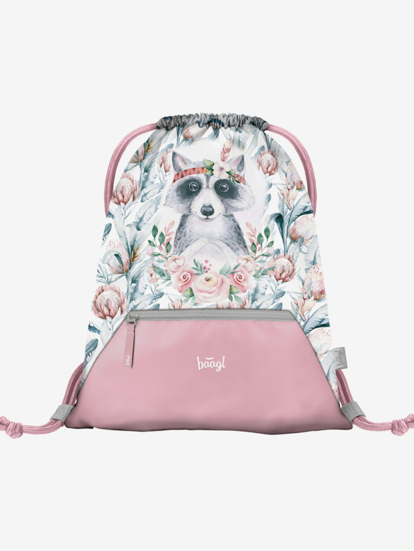 BAAGL  Бял училищен комплект - куфарче, моливник, чанта Baagl Shelly Raccoon