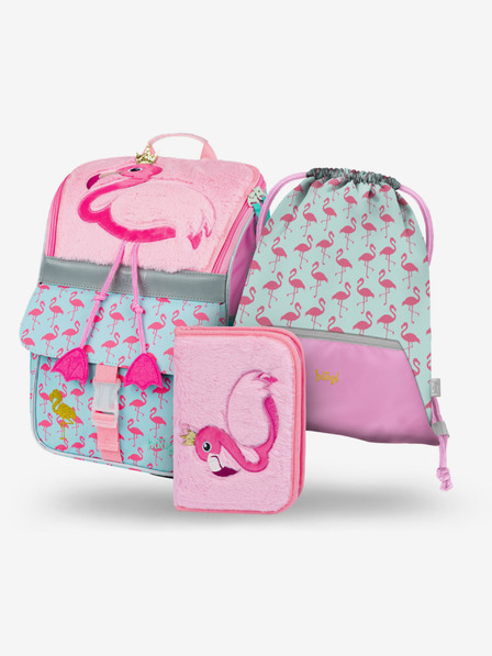 BAAGL  Розов училищен комплект Zippy - куфарче, моливник, чанта Baagl Flamingo