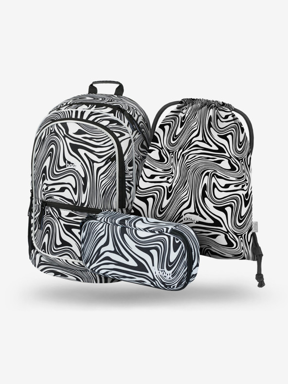 BAAGL  Черен ученически комплект - раница, моливник, чанта Baagl Core Mixture