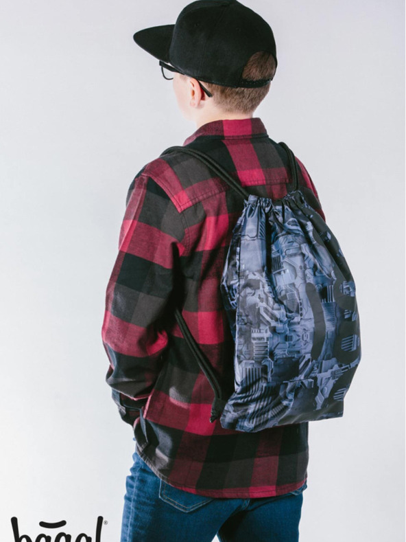 BAAGL  Сив училищен комплект - раница, моливник, чанта Baagl Core Technic