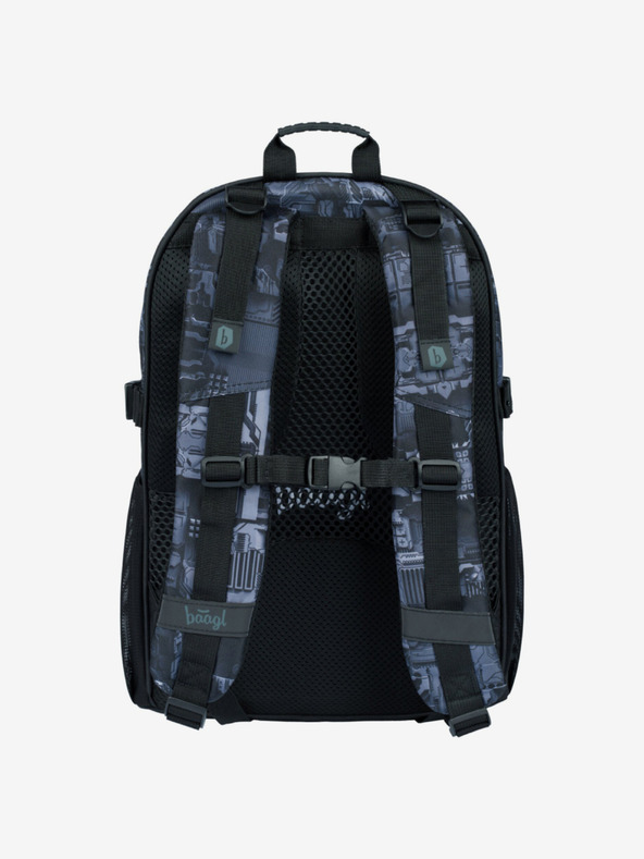 BAAGL  Сив училищен комплект - раница, моливник, чанта Baagl Core Technic