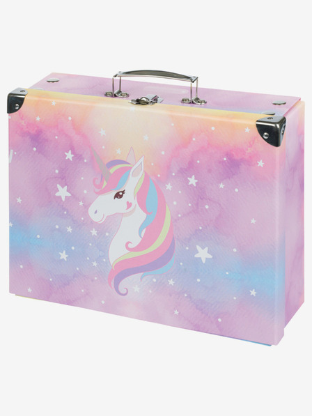 BAAGL  Розов сгъваем училищен калъф с обков Baagl Rainbow Unicorn