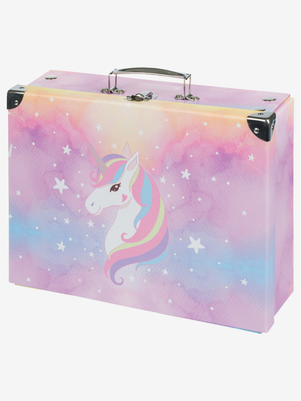 BAAGL  Розов сгъваем училищен калъф с обков Baagl Rainbow Unicorn