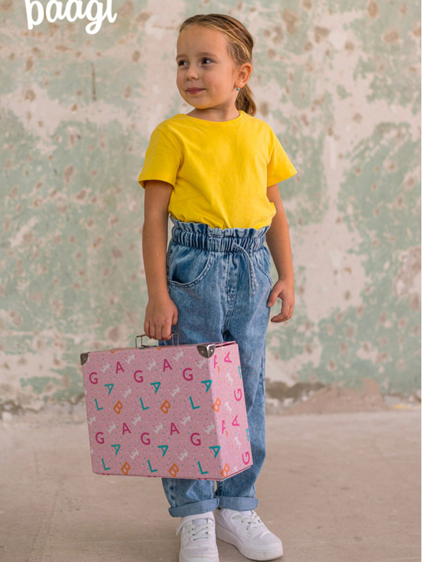 BAAGL  Розов сгъваем училищен калъф с обков Лого Baagl