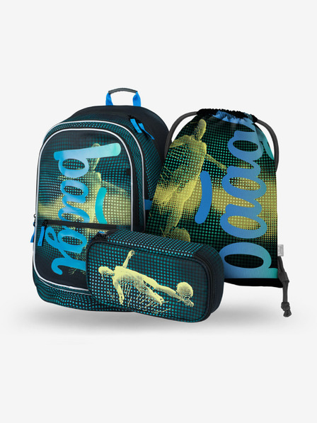 BAAGL  Зелен училищен комплект Core - раница, моливник, чанта Baagl Футболист