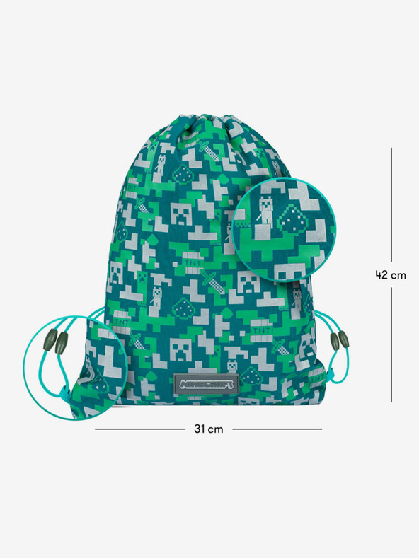 BAAGL  Зелена чанта Baagl Minecraft Silver Creeper