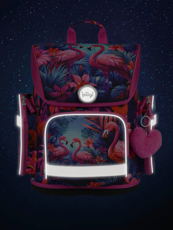 BAAGL  Розова ученическа чанта Ergo Baagl Фламинго