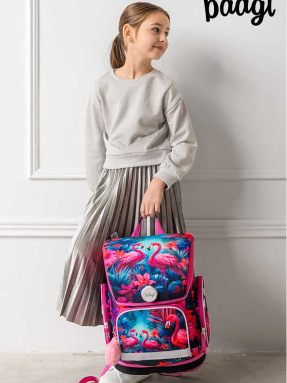 BAAGL  Розова ученическа чанта Ergo Baagl Фламинго
