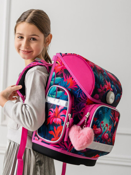 BAAGL  Розов училищен комплект Ergo - куфарче, моливник, чанта Baagl Flamingos
