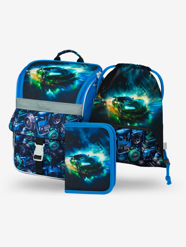 BAAGL  Черен училищен комплект Zippy - куфарче, моливник, чанта Baagl Състезателна кола