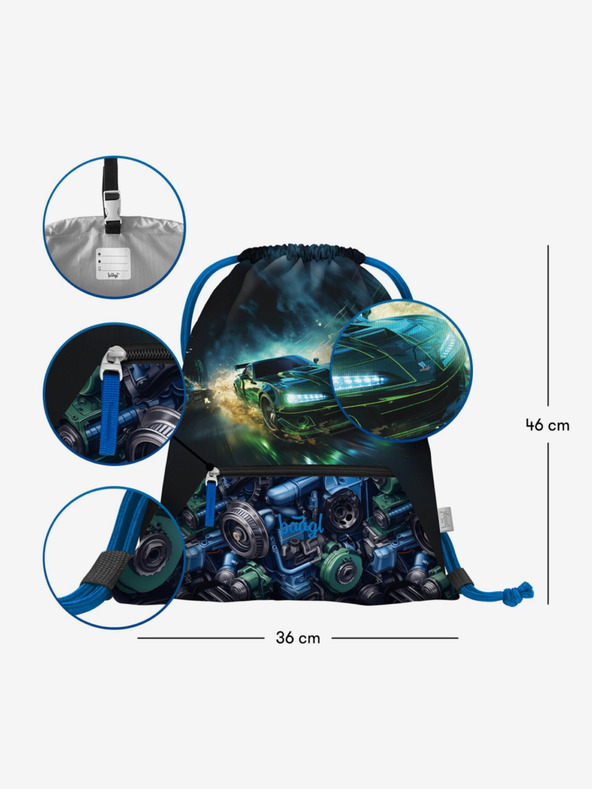 BAAGL  Черен училищен комплект Zippy - куфарче, моливник, чанта Baagl Състезателна кола