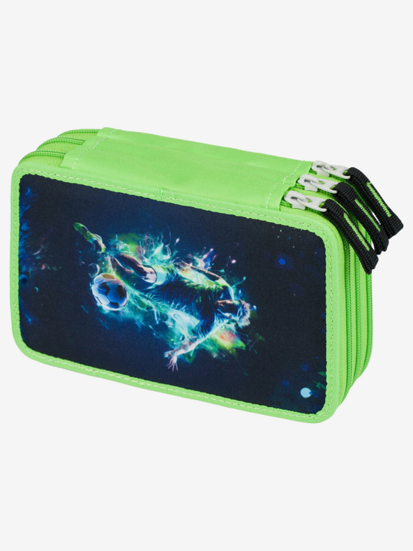 BAAGL  Зелен ученически моливник на три нива Baagl Футболист