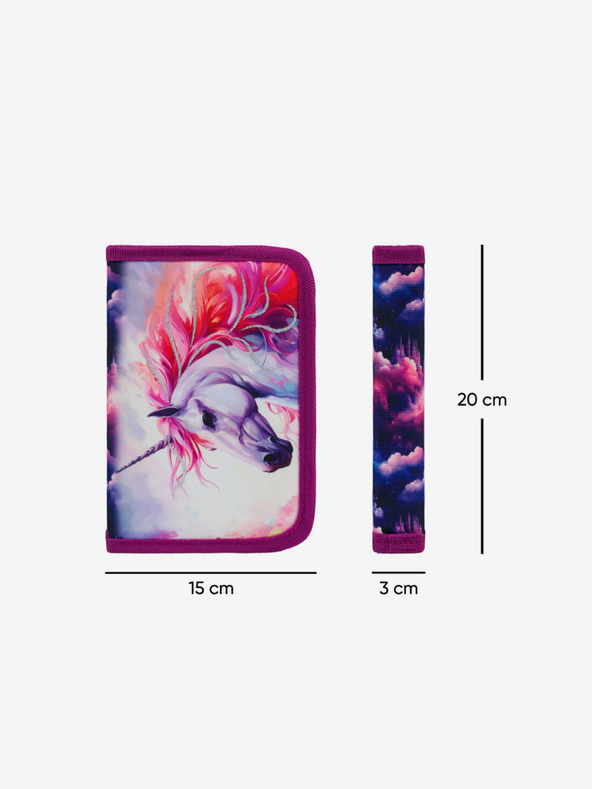 BAAGL  Лилав училищен моливник на едно ниво Baagl Царство на еднорозите