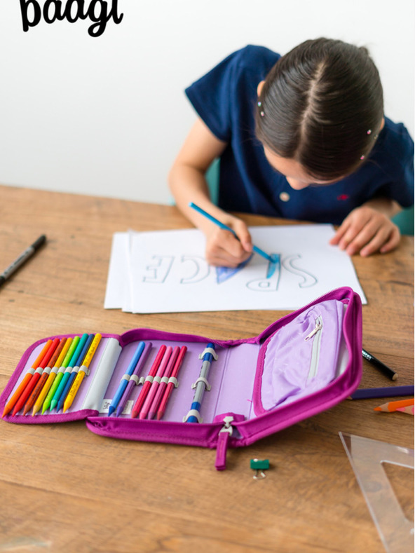 BAAGL  Лилав училищен моливник на едно ниво Baagl Царство на еднорозите