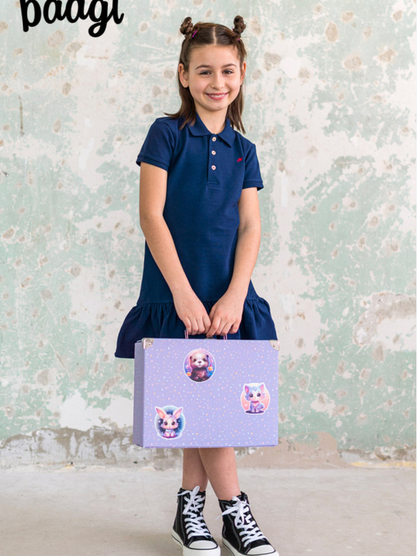 BAAGL  Лилаво сгъваемо училищно куфарче с фитинги Baagl Домашни любимци