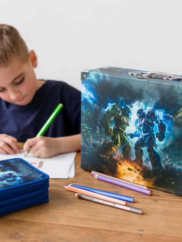 BAAGL  Черен сгъваем училищен куфар с обков Baagl Роботи