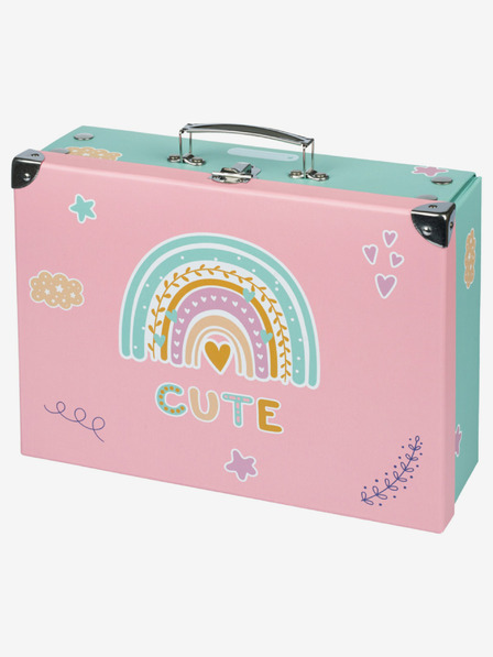 BAAGL  Розов сгъваем училищен куфар с обков Baagl Rainbow