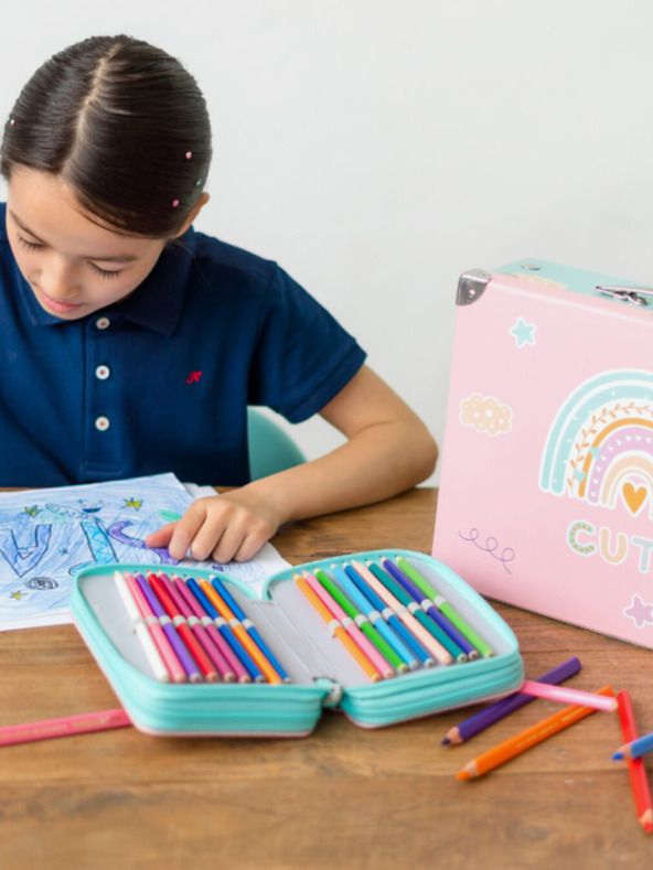 BAAGL  Розов сгъваем училищен куфар с обков Baagl Rainbow