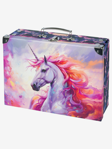 BAAGL  Лилав сгъваем училищен калъф с обков Baagl Царство на еднорозите