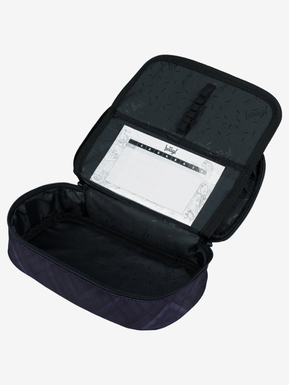 BAAGL  Комплект черна ученическа раница, моливник и чанта Baagl Cubic Goal