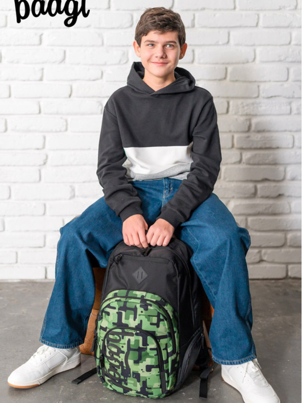 BAAGL  Черна раница Baagl Coolmate Green