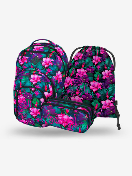 BAAGL  Училищен комплект цветя - раница, моливник, чанта Baagl Coolmate Paradise