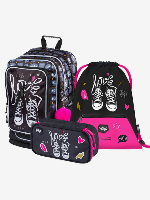 BAAGL  Черно 3 комплекта маратонки: раница, моливник и чанта Baagl