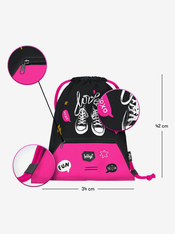 BAAGL  Черно 3 комплекта маратонки: раница, моливник и чанта Baagl