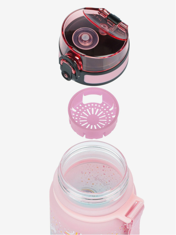 BAAGL  Розова тританова бутилка за пиене с градиент на дъга, 350 ml Baagl